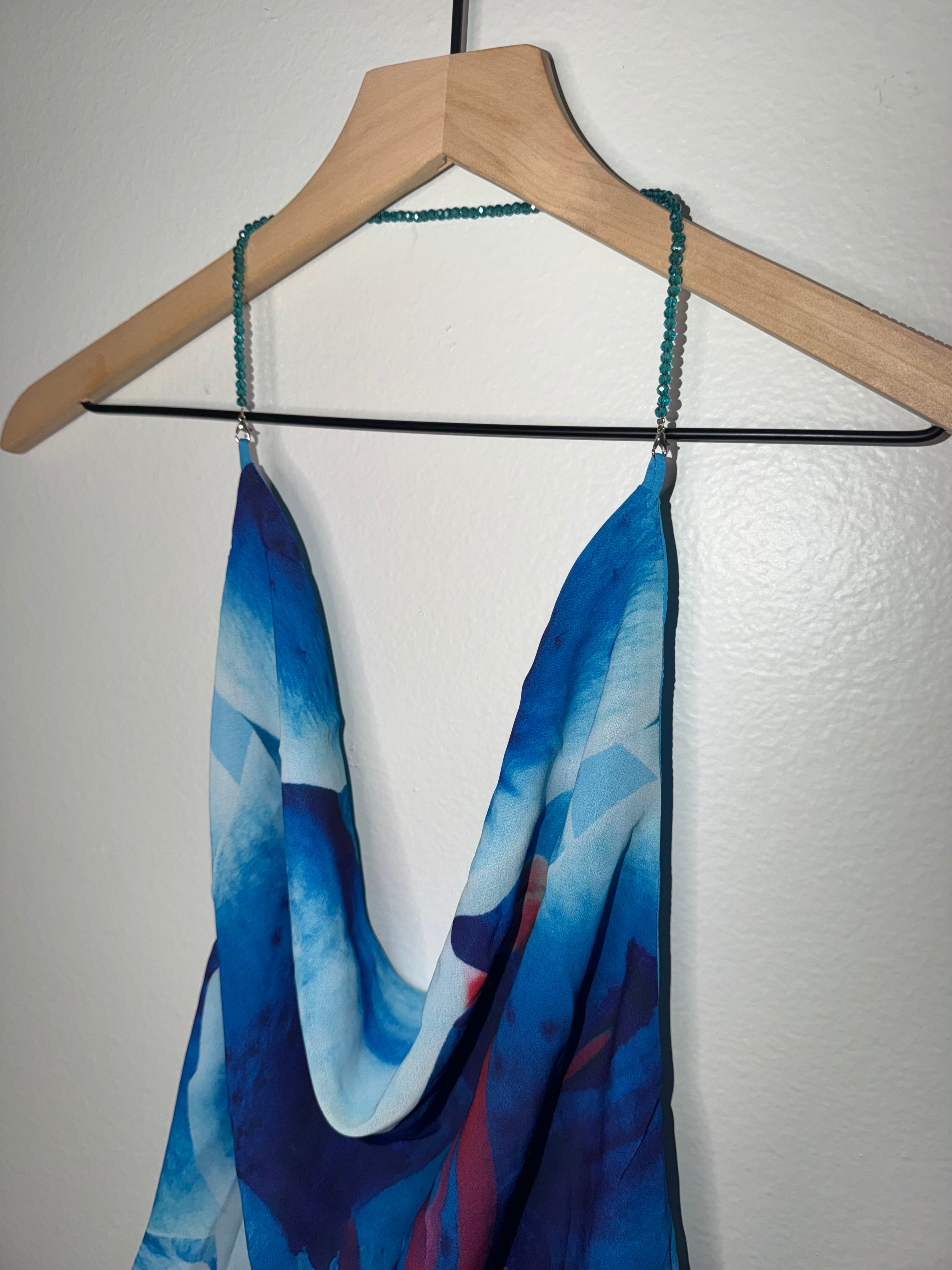 Peppermayo Lily Cowl Neck Beaded Halter Top