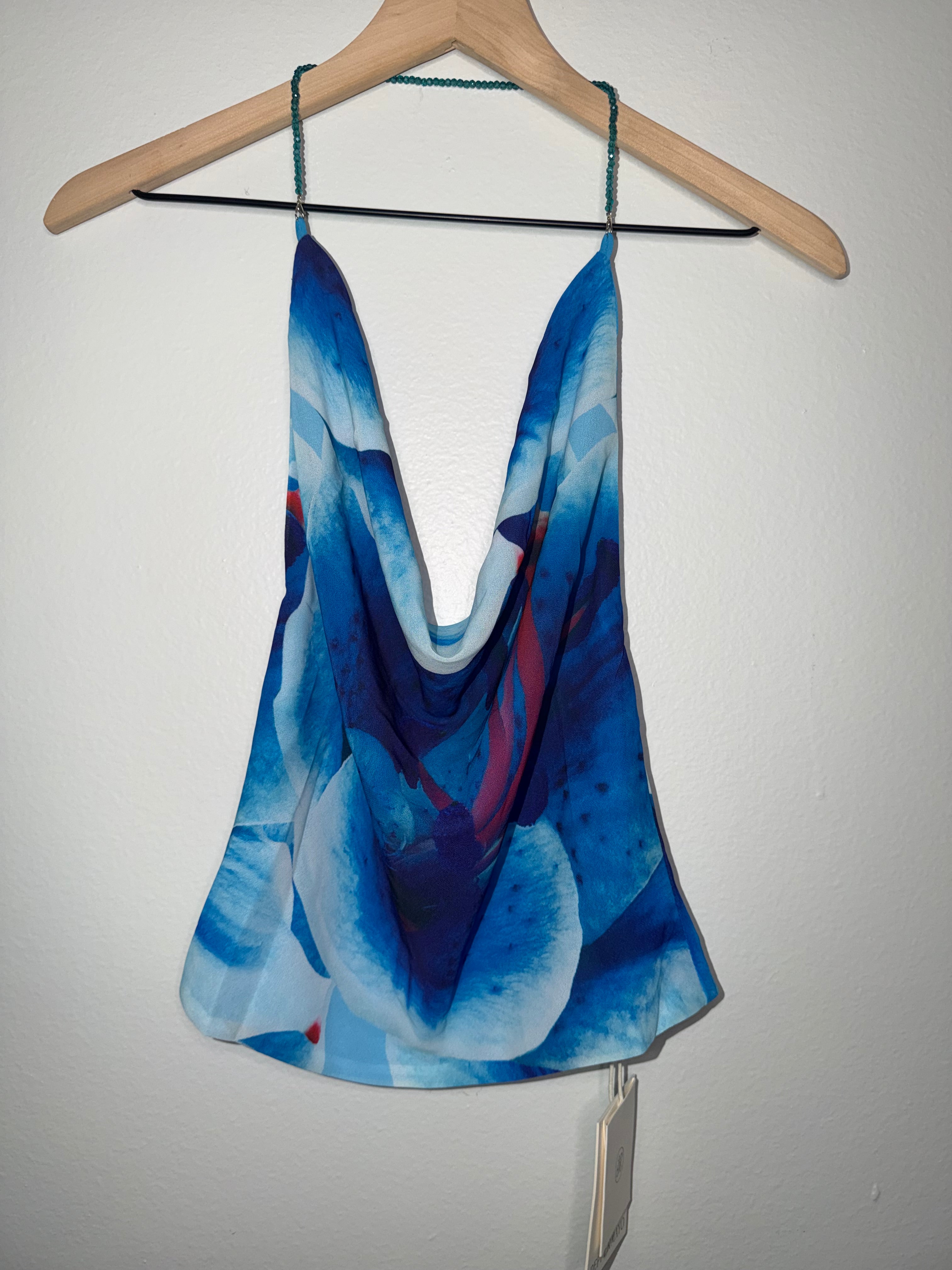 Peppermayo Lily Cowl Neck Beaded Halter Top