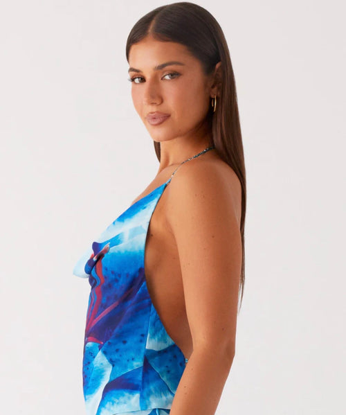 Peppermayo Lily Cowl Neck Beaded Halter Top
